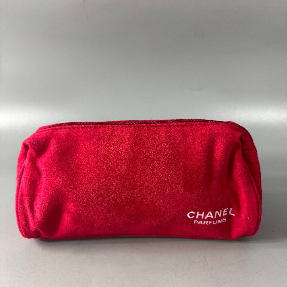 CHANEL Parfums Makeup Cosmetics Bag Pouch Travel Case, Red Velvet